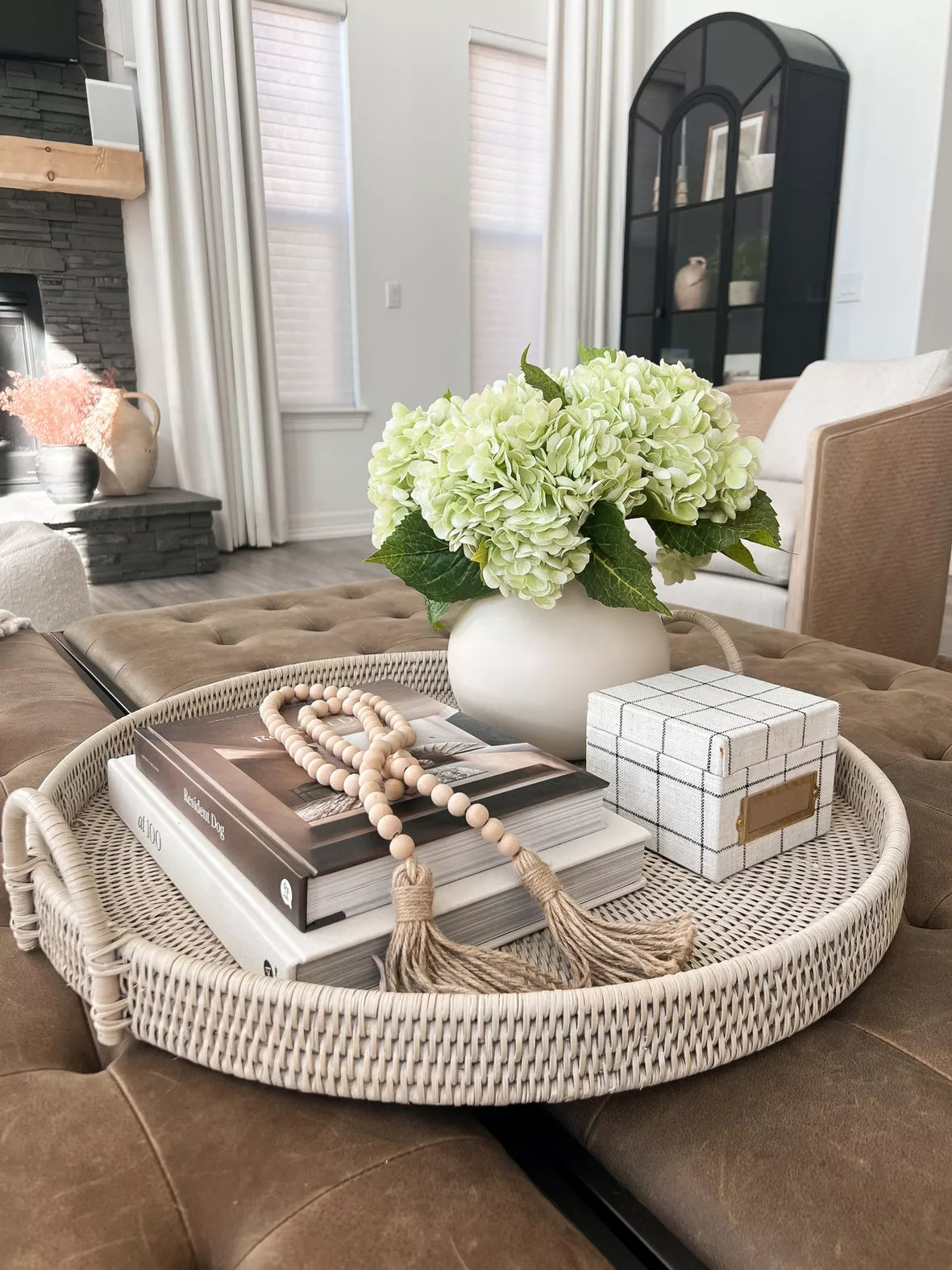 Wood Bead Garland with Tassels – Rustic Farmhouse Shelf or Book Nook Decor - élise & madelyn