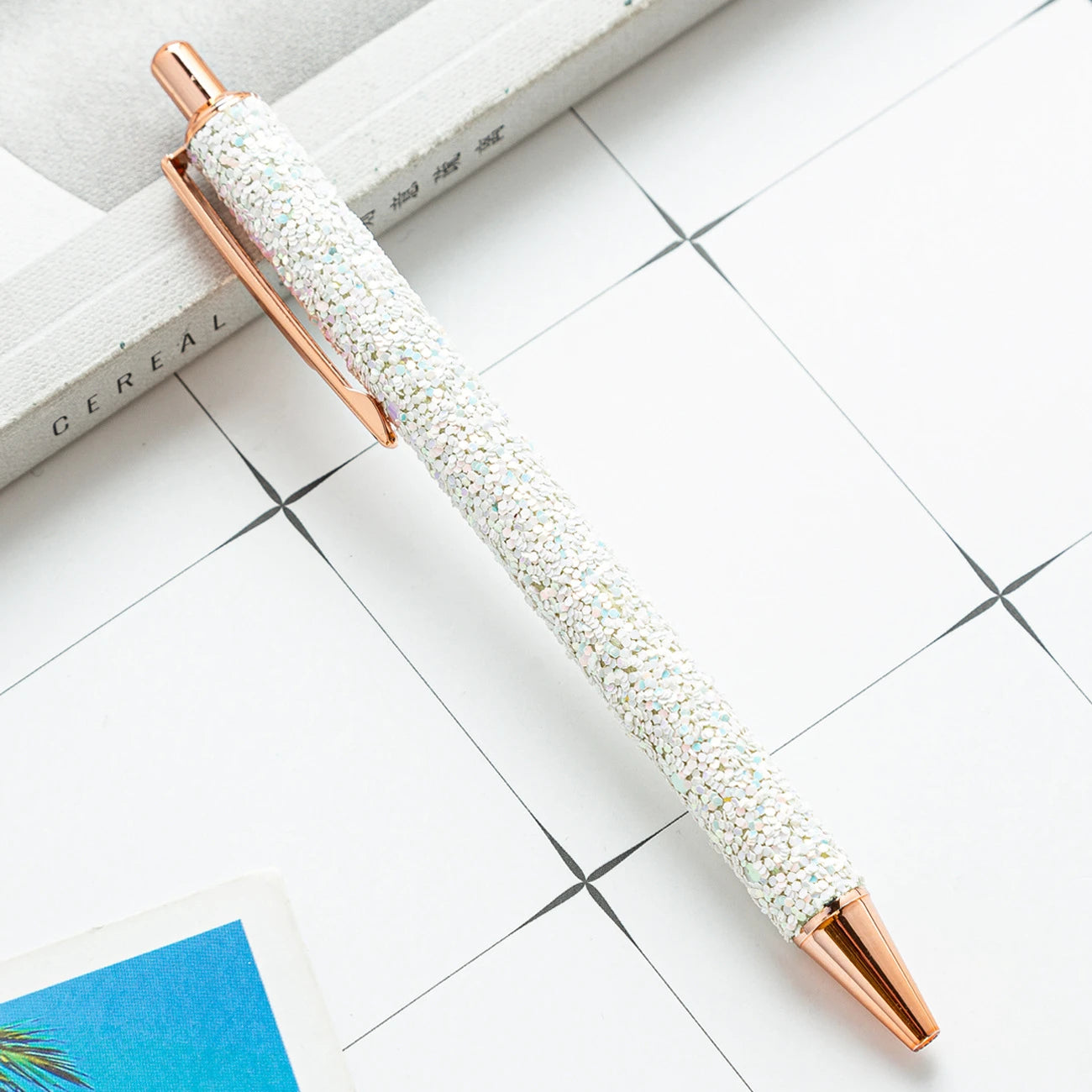 Lytwtw's Roller Ballpoint Pen Rhinestone Luxury Cute Wedding Rose Gold Metal Stationery School Office Supply Spinning