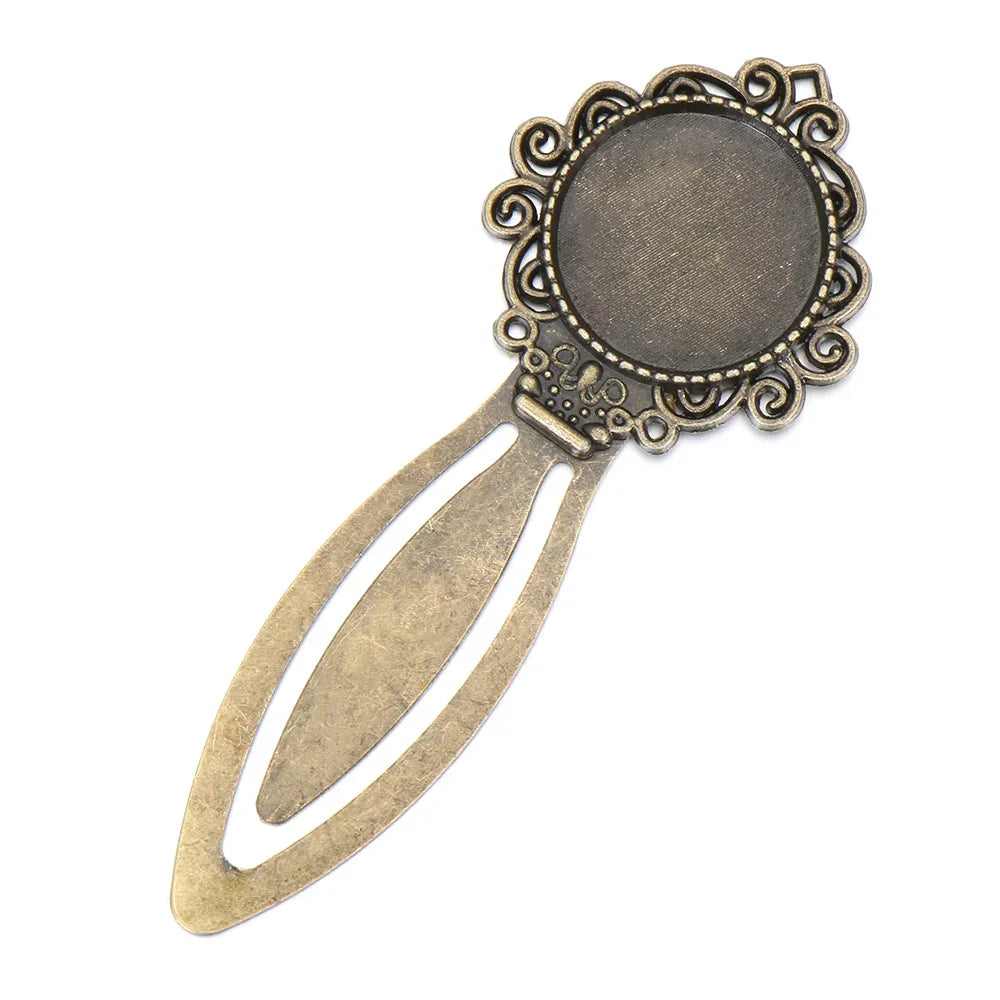 1PC Antique Bronze Oval Style Iron Metal Bookmark Vintage Retro Handmade Bookmark for Cabochon Cameo DIY Bookmark Student Gifts