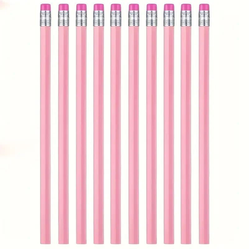 10/20/30pcs Wooden Pink Wedding Pencil with Eraser, Hb Pencil for School, Art, Office, Drawing, Sketching, Learning