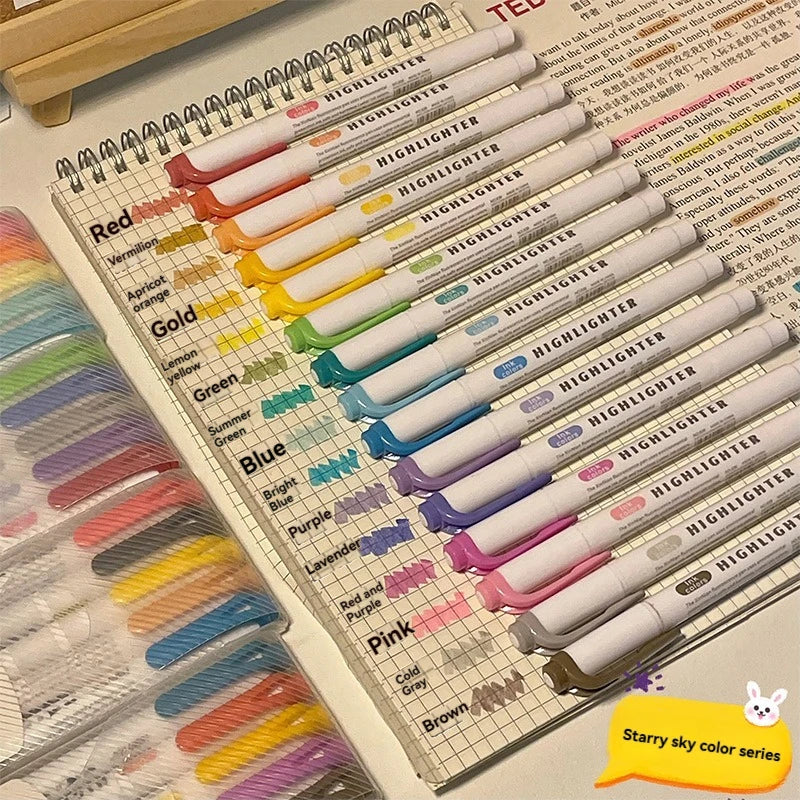 5/15PC Fluorescent Pen Set Student Marking Stroke Key Marking Pen High Beauty Color Handbook Pen Batch