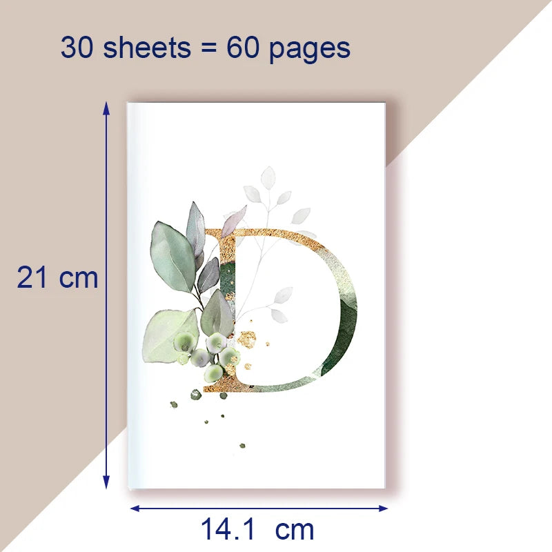 A5 Notebook Note Book Monogram Name Initial Alphabet Letter Majuscule Letters Flower Decor Personality Art Design Personal Diary