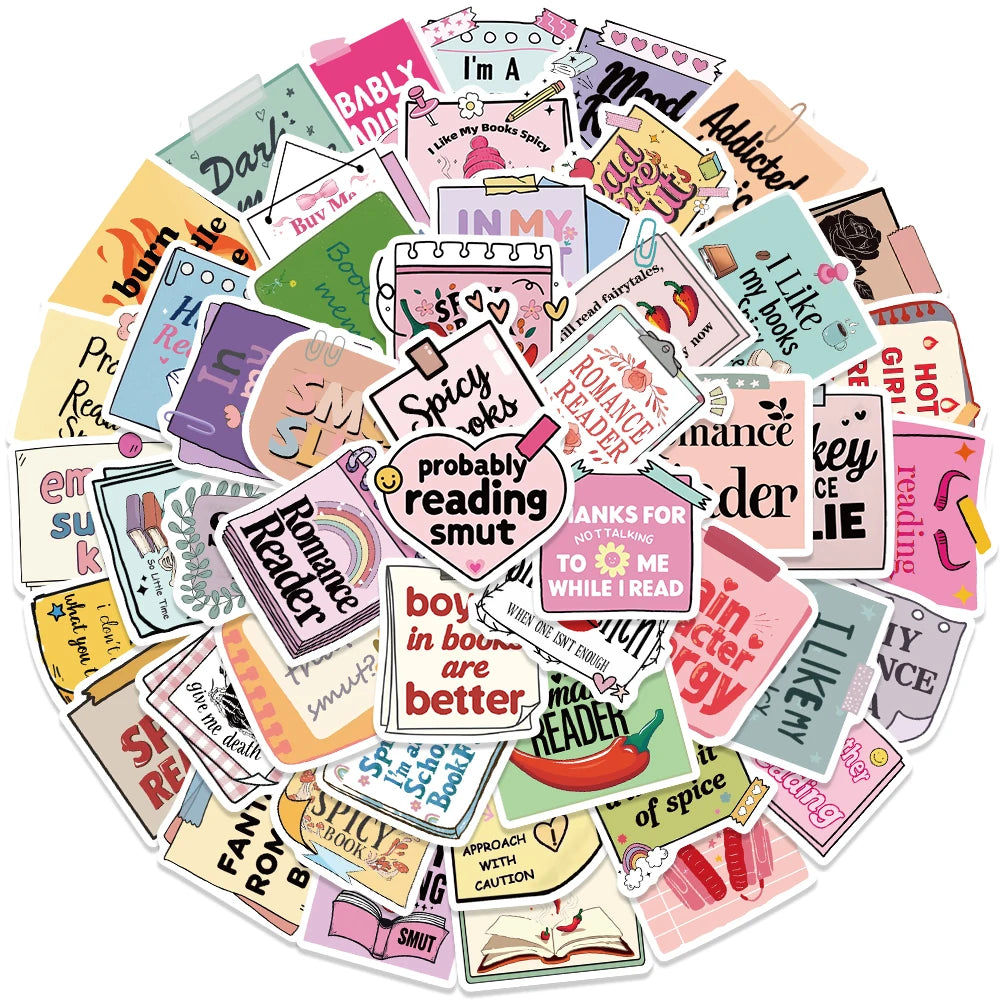 50PCS/pack Dark Romance Stickers Smutty Bookish Sticker Readers Adult Spicy Booktok Vinyl Decals Laptop IPAD Kindle Journal Deco