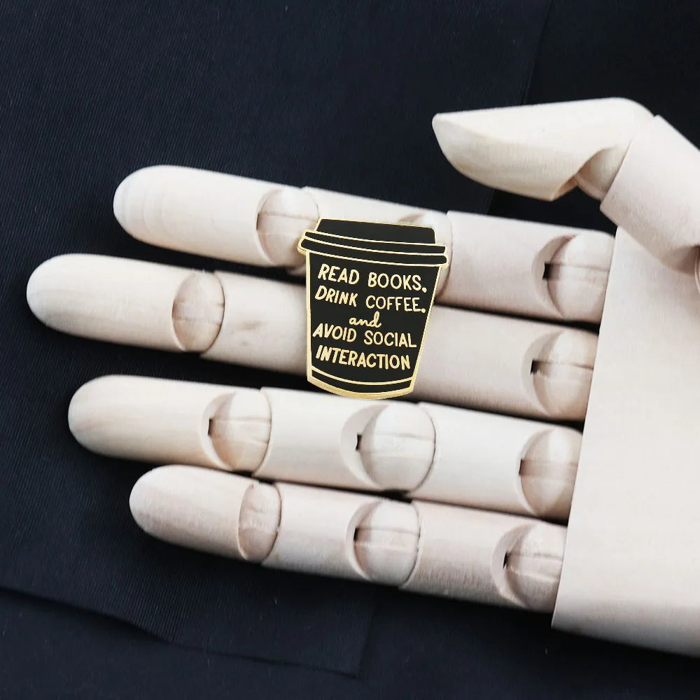 Read Books, Drink Coffee Enamel Pin – Bookish Coffee Lover Lapel Badge | Introvert Pin