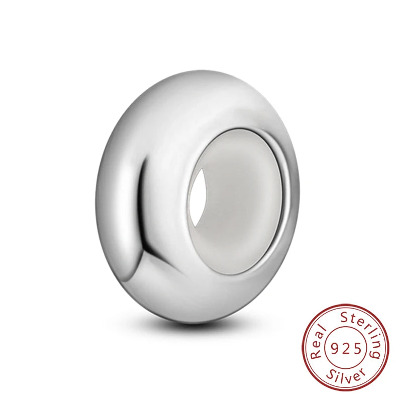 Fit Original Charms Beads 925 Sterling Silver Clip Charms Zircon Silicone Spacer Beads for Bracelet Women DIY Gift Party