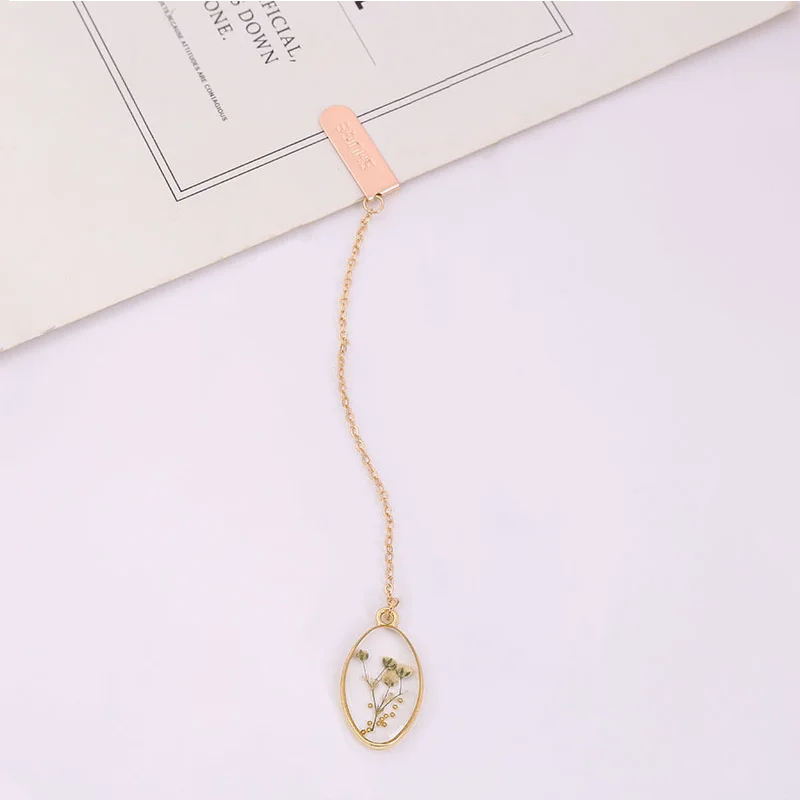 Elegant Literary Bookmark - Eye-Catching Dried Flower & Crystal Alloy Book Clip for Passionate Readers