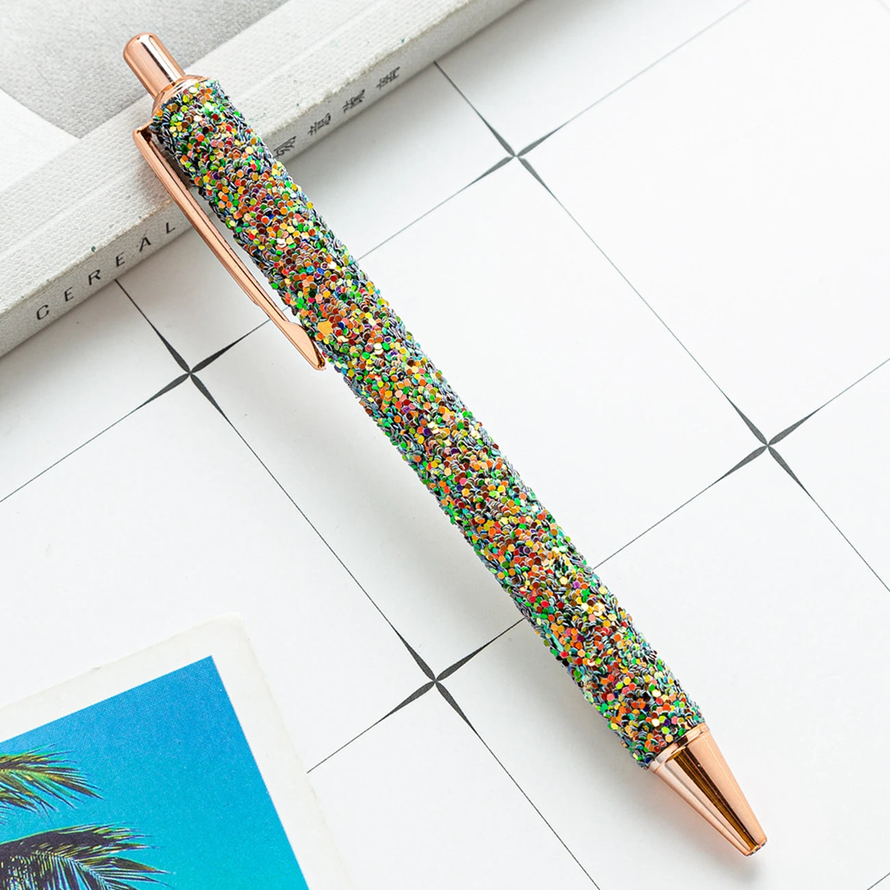 Lytwtw's Roller Ballpoint Pen Rhinestone Luxury Cute Wedding Rose Gold Metal Stationery School Office Supply Spinning