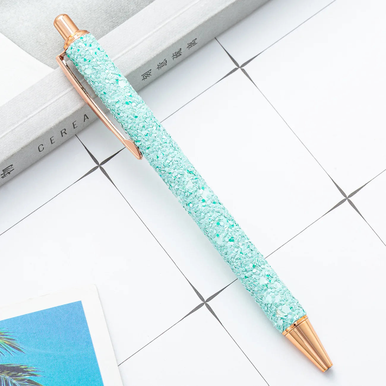 2025 NEW XS Fancy Glitter Medium Point 1.0 mm Ballpoint Pen Retractable Writing Pens with Metal Barrel Pretty Journaling Pens
