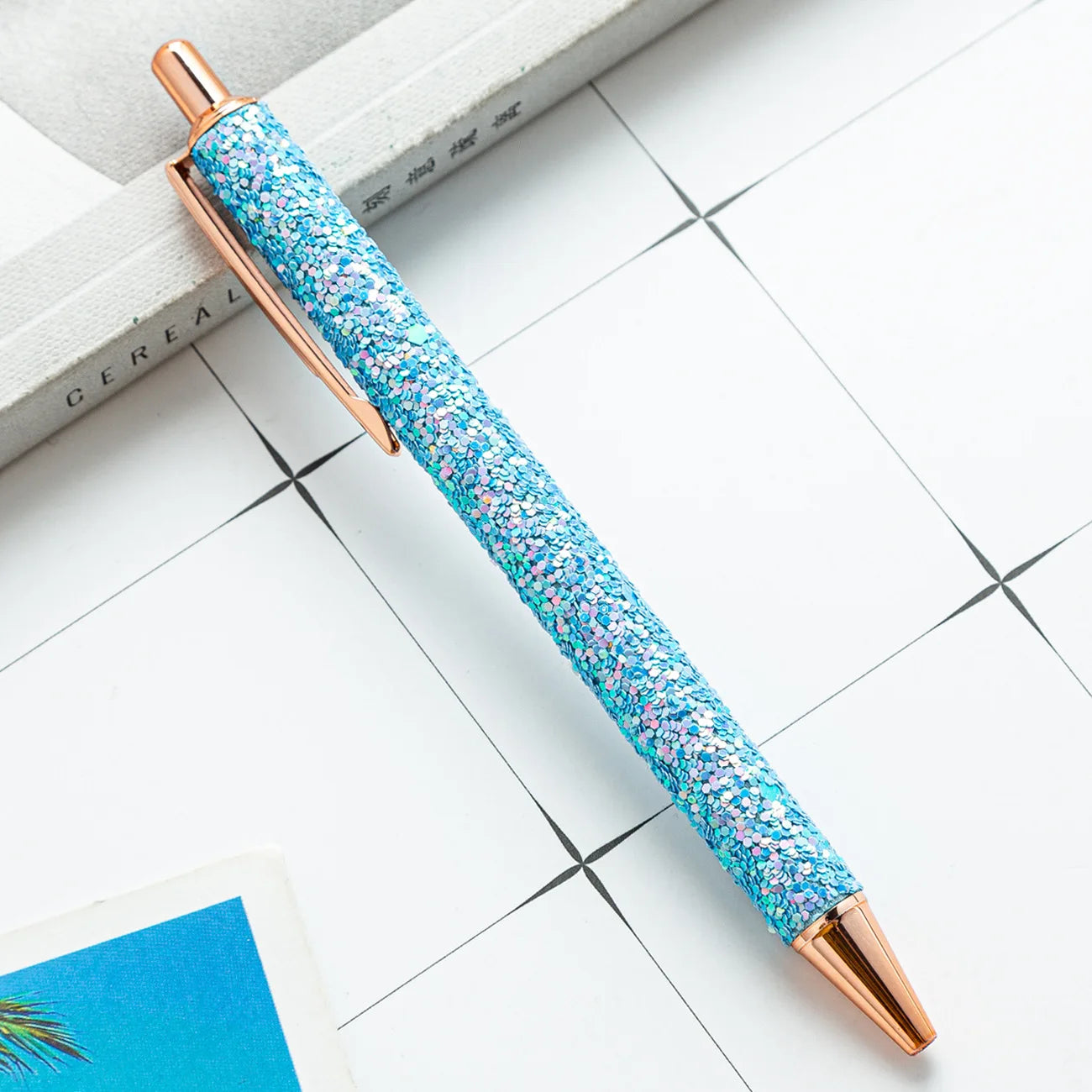 2025 NEW XS Fancy Glitter Medium Point 1.0 mm Ballpoint Pen Retractable Writing Pens with Metal Barrel Pretty Journaling Pens