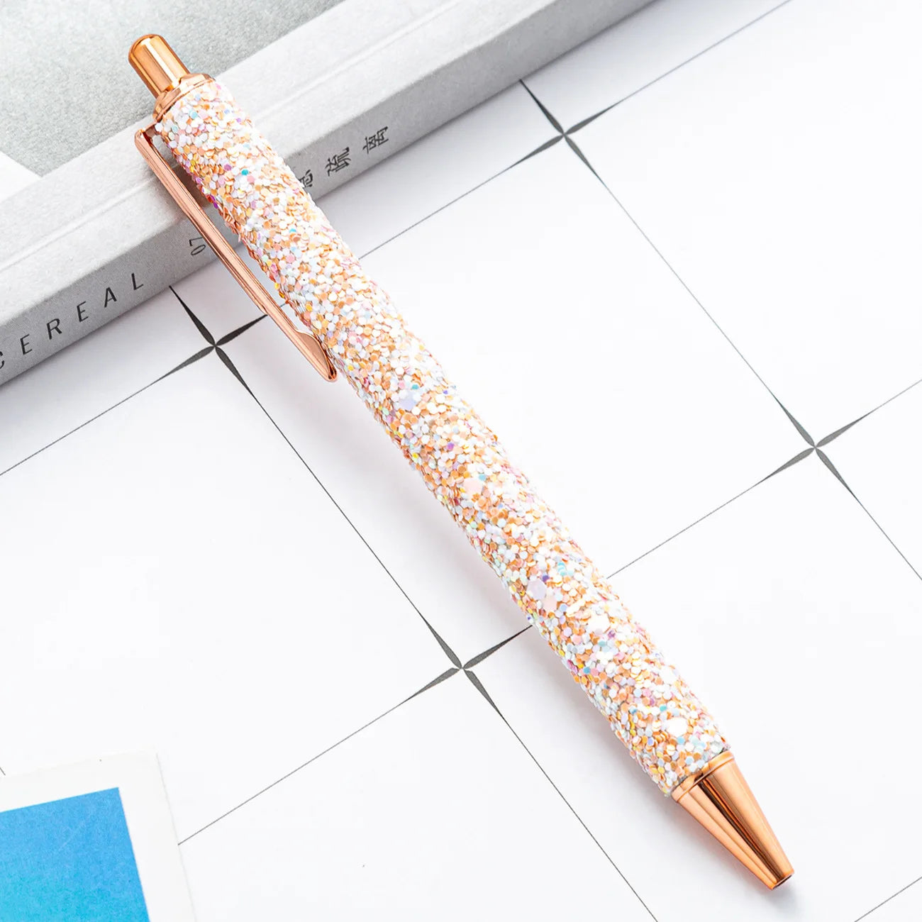 2025 NEW XS Fancy Glitter Medium Point 1.0 mm Ballpoint Pen Retractable Writing Pens with Metal Barrel Pretty Journaling Pens