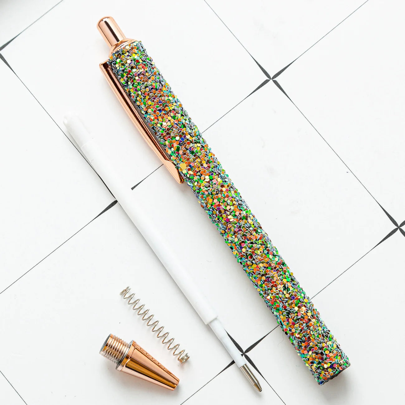 Lytwtw's Roller Ballpoint Pen Rhinestone Luxury Cute Wedding Rose Gold Metal Stationery School Office Supply Spinning