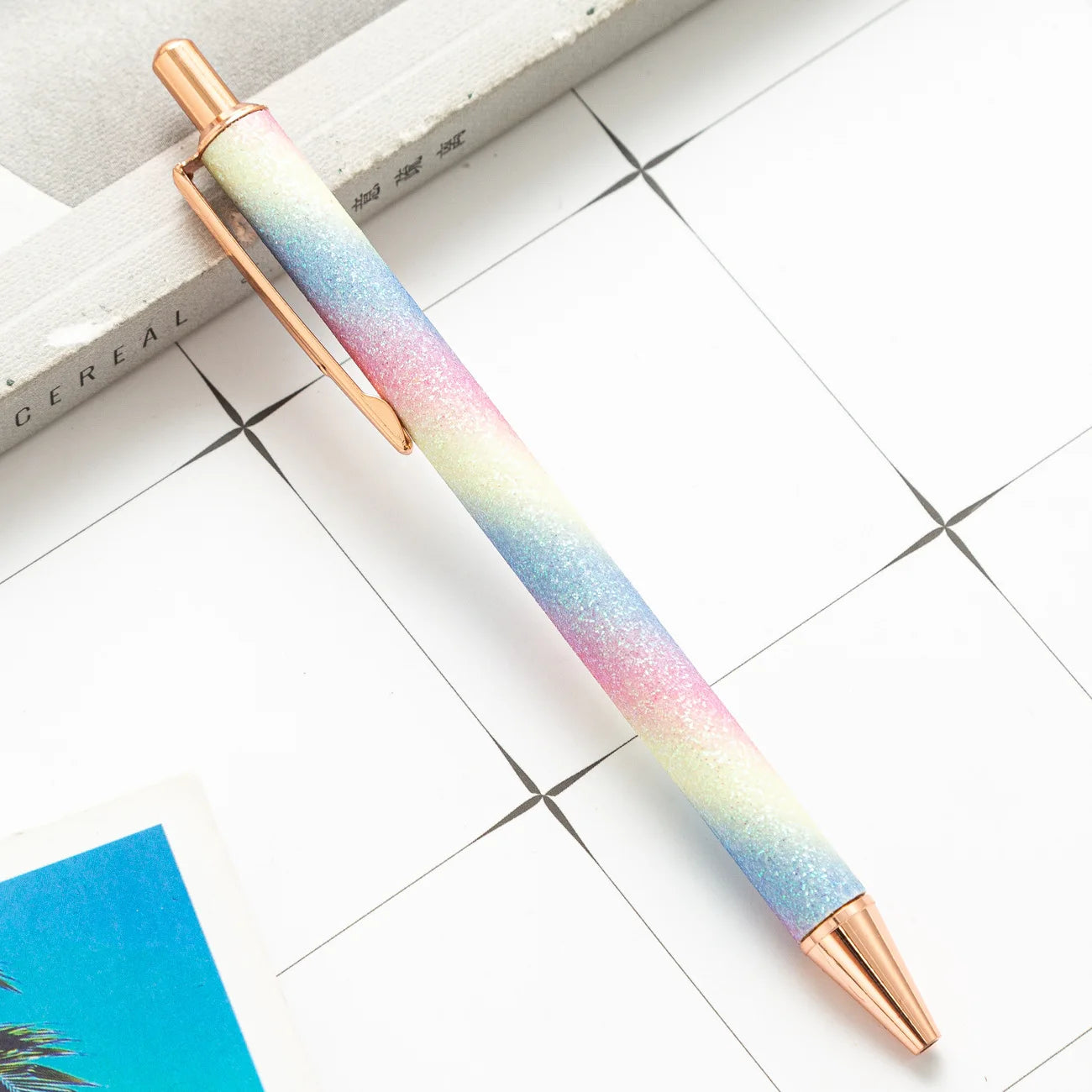 2025 NEW XS Fancy Glitter Medium Point 1.0 mm Ballpoint Pen Retractable Writing Pens with Metal Barrel Pretty Journaling Pens