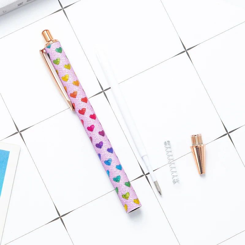 2025 NEW XS Fancy Glitter Medium Point 1.0 mm Ballpoint Pen Retractable Writing Pens with Metal Barrel Pretty Journaling Pens