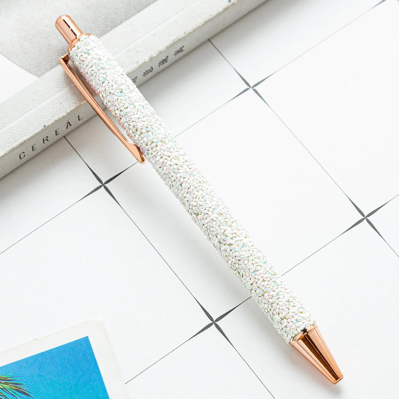 Lytwtw's Roller Ballpoint Pen Rhinestone Luxury Cute Wedding Rose Gold Metal Stationery School Office Supply Spinning