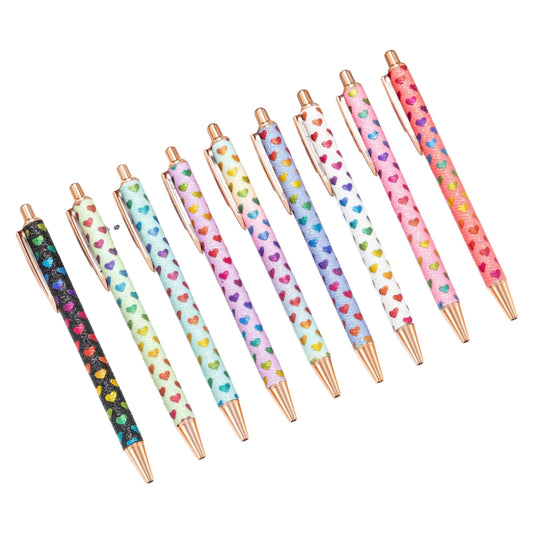 2025 NEW XS Fancy Glitter Medium Point 1.0 mm Ballpoint Pen Retractable Writing Pens with Metal Barrel Pretty Journaling Pens