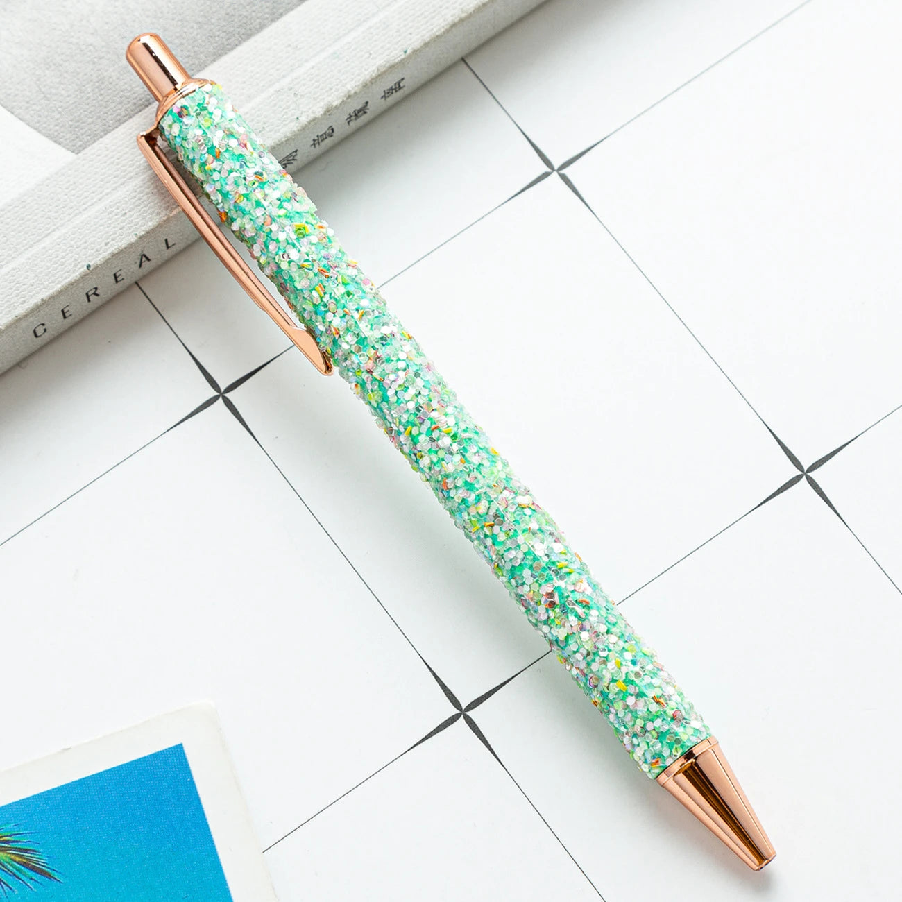 Lytwtw's Roller Ballpoint Pen Rhinestone Luxury Cute Wedding Rose Gold Metal Stationery School Office Supply Spinning