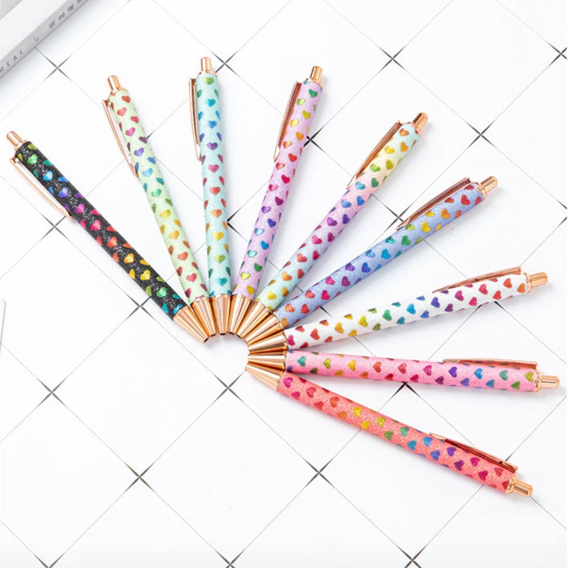 2025 NEW XS Fancy Glitter Medium Point 1.0 mm Ballpoint Pen Retractable Writing Pens with Metal Barrel Pretty Journaling Pens