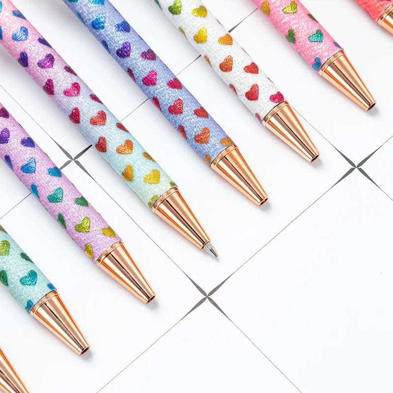 2025 NEW XS Fancy Glitter Medium Point 1.0 mm Ballpoint Pen Retractable Writing Pens with Metal Barrel Pretty Journaling Pens