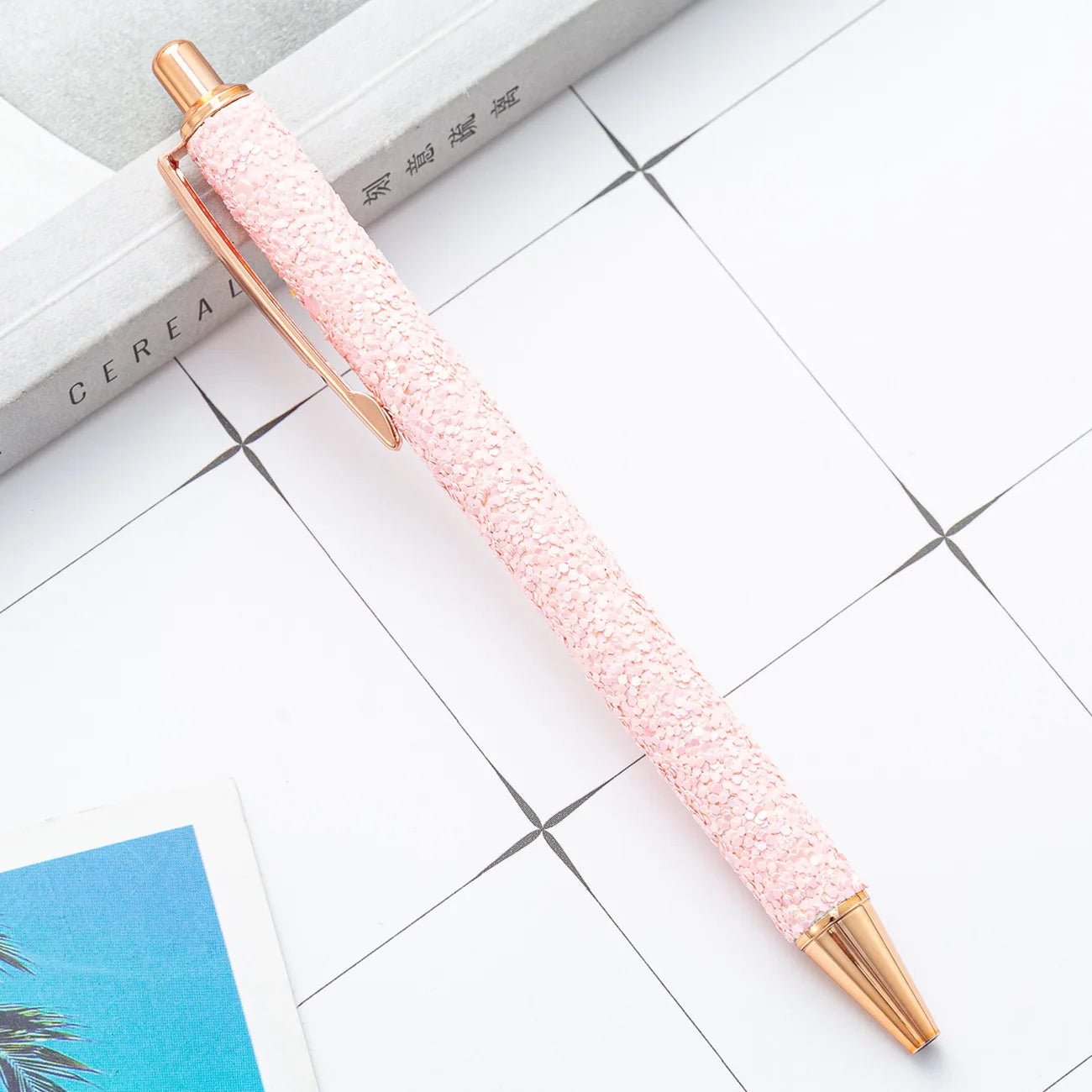 2025 NEW XS Fancy Glitter Medium Point 1.0 mm Ballpoint Pen Retractable Writing Pens with Metal Barrel Pretty Journaling Pens