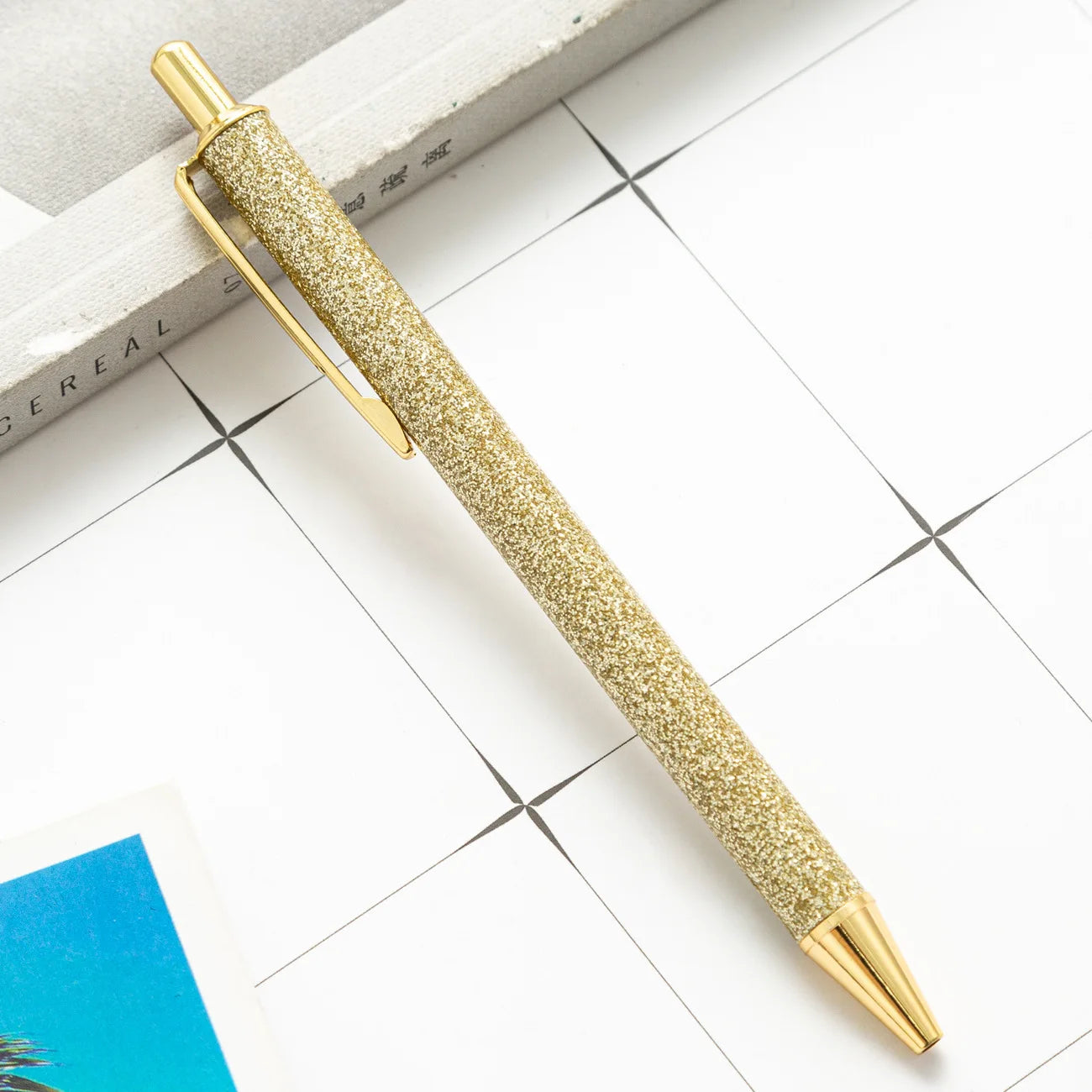 2025 NEW XS Fancy Glitter Medium Point 1.0 mm Ballpoint Pen Retractable Writing Pens with Metal Barrel Pretty Journaling Pens