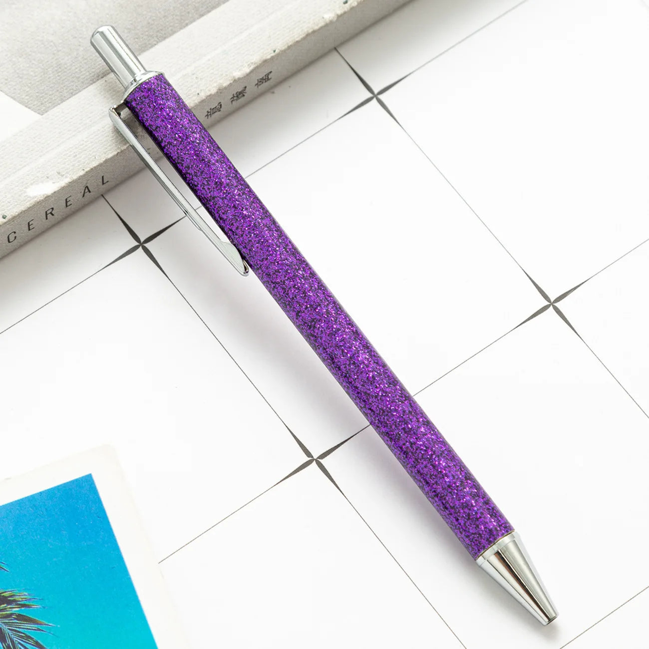 2025 NEW XS Fancy Glitter Medium Point 1.0 mm Ballpoint Pen Retractable Writing Pens with Metal Barrel Pretty Journaling Pens