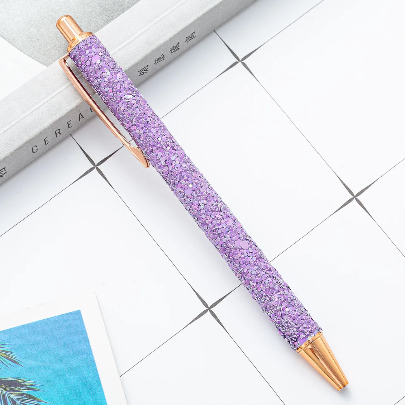 2025 NEW XS Fancy Glitter Medium Point 1.0 mm Ballpoint Pen Retractable Writing Pens with Metal Barrel Pretty Journaling Pens