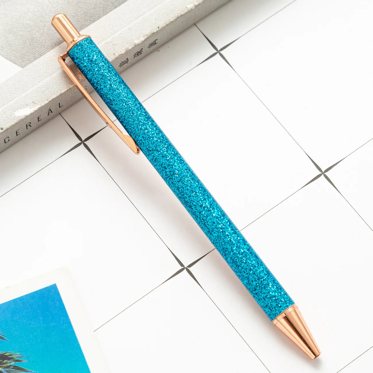 2025 NEW XS Fancy Glitter Medium Point 1.0 mm Ballpoint Pen Retractable Writing Pens with Metal Barrel Pretty Journaling Pens