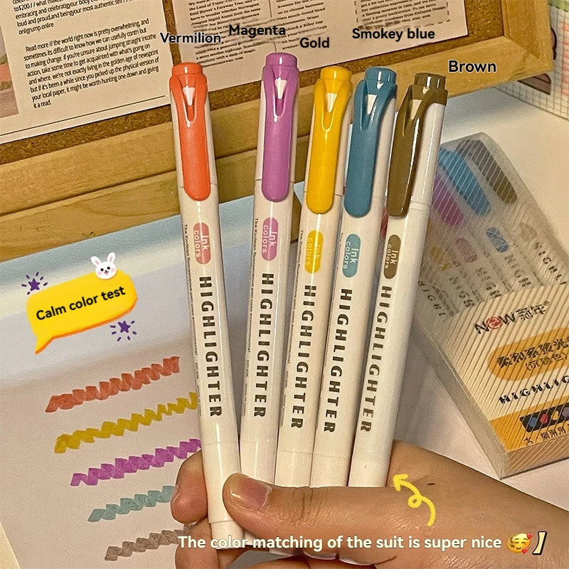 5/15PC Fluorescent Pen Set Student Marking Stroke Key Marking Pen High Beauty Color Handbook Pen Batch