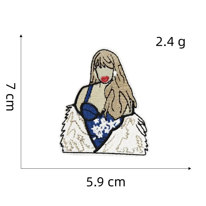 Cartoon Girl Singer patches Decorative Character Embroidered Badge With Rock Music Suitcase Decoration patch