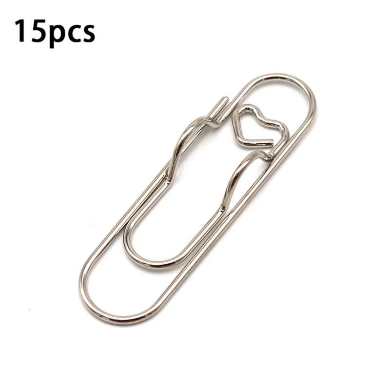 15pcs/set Love Model Paper Clip Metal Bookmark Photo Flipchart Memo Ticket Holder Office School Stationery Supplies