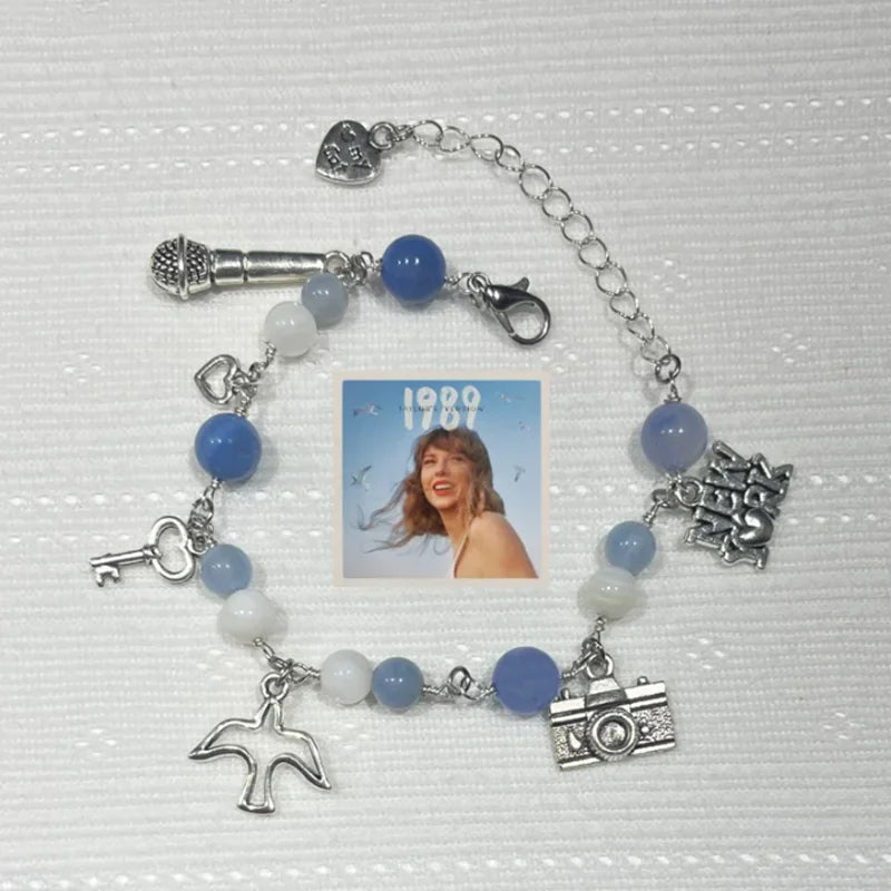 ⭐ 1989 Friendship Charm Bracelet — Blue Beaded Retro Y2K Era Bracelet