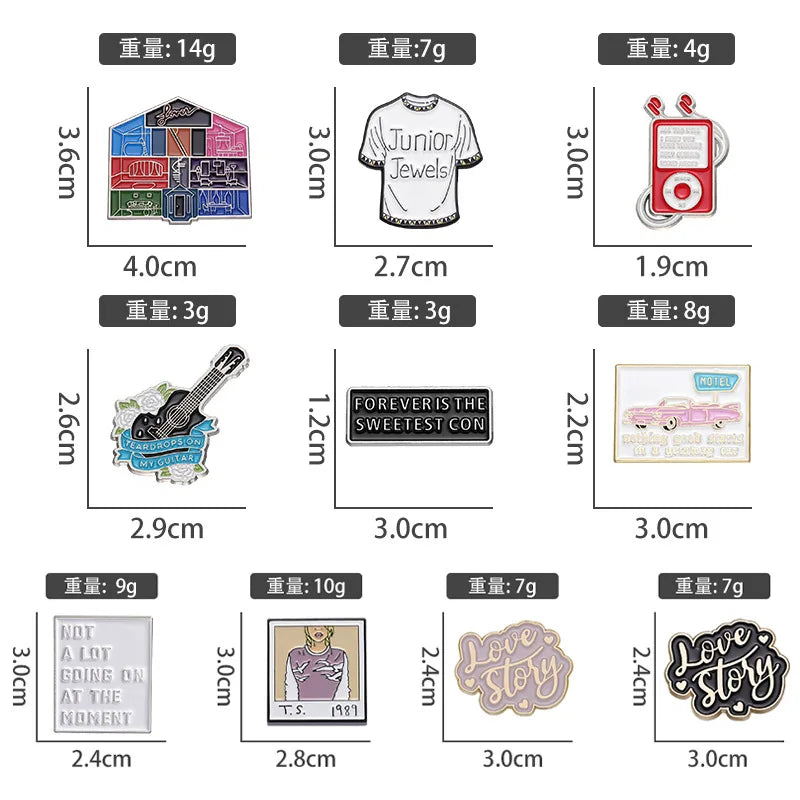 Swiftie Enamel Pins – Concert Tickets, Guitar, Junior Jewels & More | Cute Collectible Pins for Bags, Jackets & Backpacks