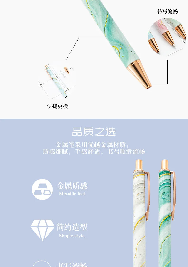 30PCS  Wholesale Metal Ballpoint Pen with Pressed Core Hotel Conference Advertising Pen Multi color Flower Film Ballpoint Pen