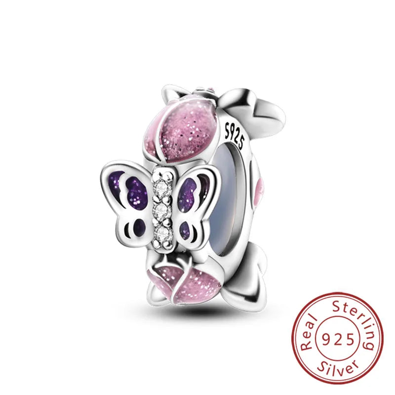 Fit Original Charms Beads 925 Sterling Silver Clip Charms Zircon Silicone Spacer Beads for Bracelet Women DIY Gift Party