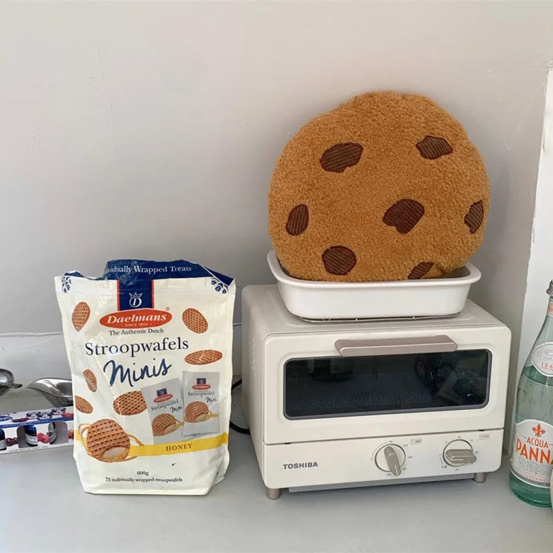 Creative Cookies Pillows Round Shape Chocolate Biscuits Stuffed Plush Toys Realistic Food Snack Seat Cushion Plushie Props Gifts