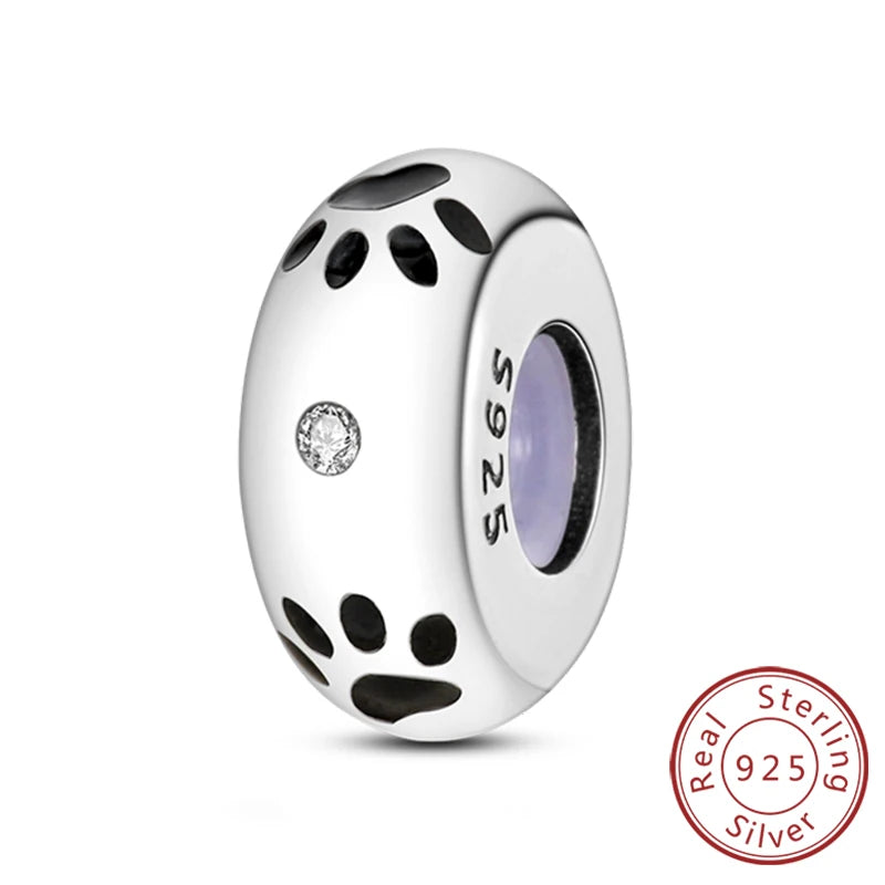 Fit Original Charms Beads 925 Sterling Silver Clip Charms Zircon Silicone Spacer Beads for Bracelet Women DIY Gift Party