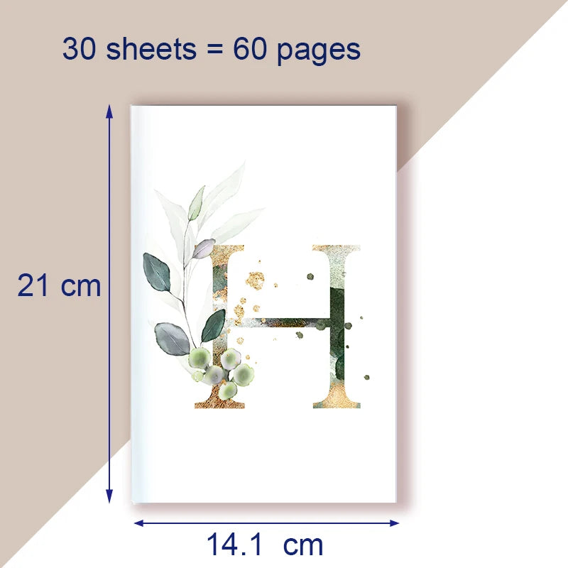 A5 Notebook Note Book Monogram Name Initial Alphabet Letter Majuscule Letters Flower Decor Personality Art Design Personal Diary