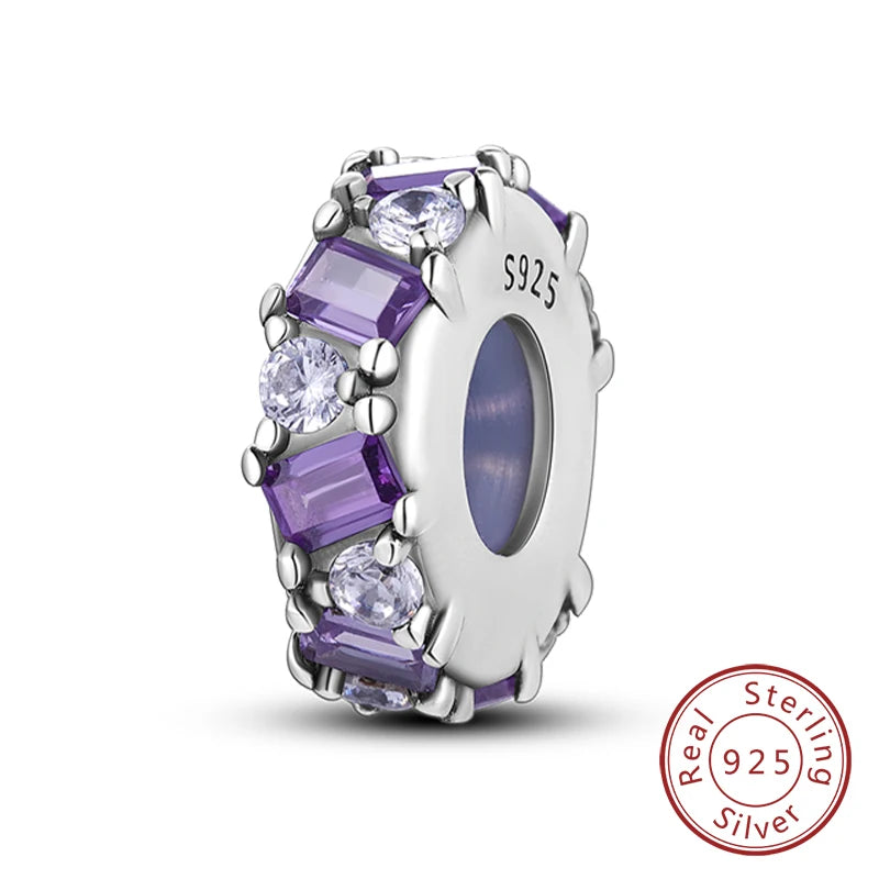 Fit Original Charms Beads 925 Sterling Silver Clip Charms Zircon Silicone Spacer Beads for Bracelet Women DIY Gift Party