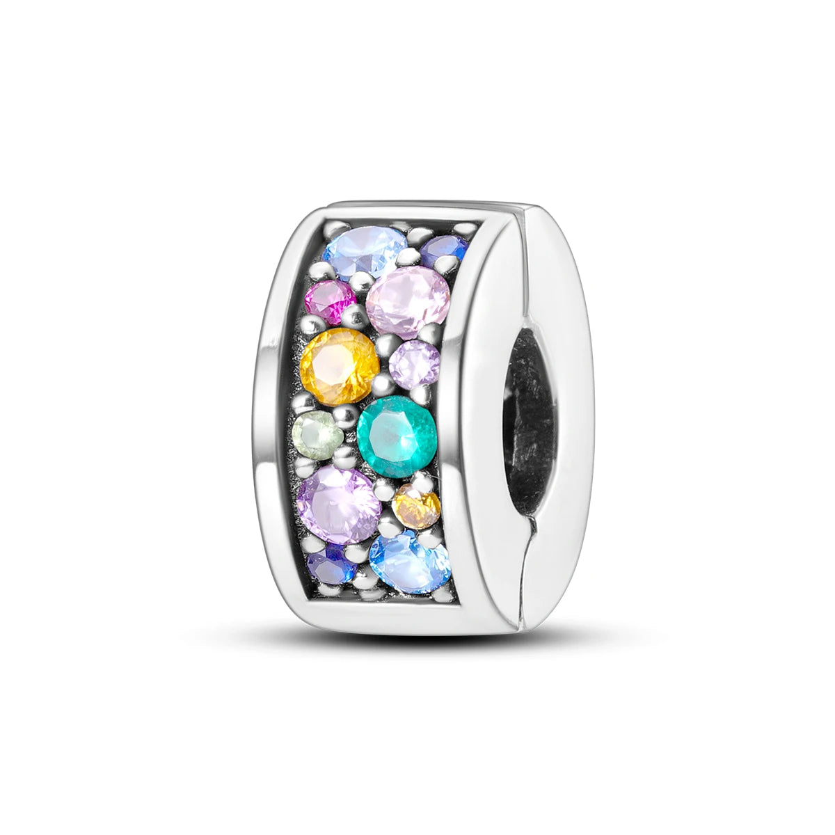 Charms Fit Original Beads 925 Sterling Silver Clip Charms Zircon Silicone Spacer Beads fit Bracelet Women DIY Gift
