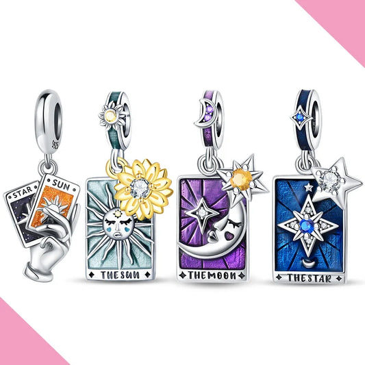 Silver 925 Original Charms Tarot Card Sun Love Fit Bracelet Making For Woman Jewelry