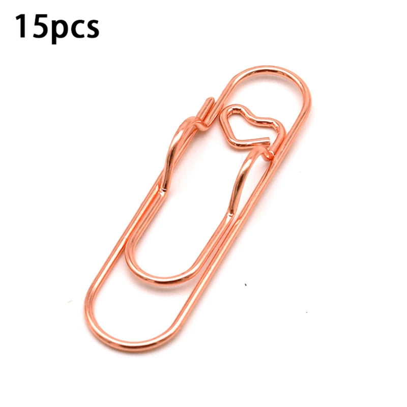 15pcs/set Love Model Paper Clip Metal Bookmark Photo Flipchart Memo Ticket Holder Office School Stationery Supplies