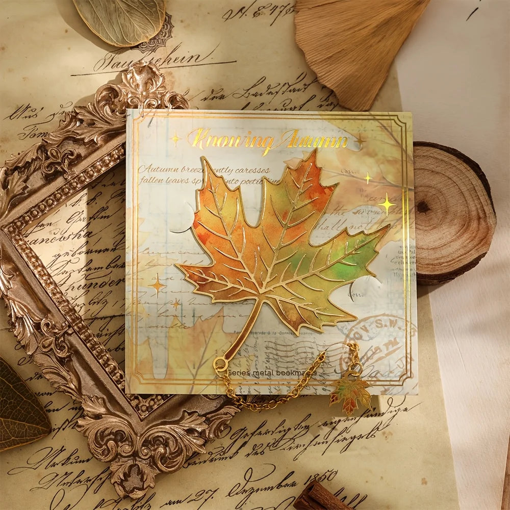 Vintage Maple Leaf Metal Bookmark – Colorful Autumn-Inspired Reading Gift for Book Lovers, Teachers & Students - élise & madelyn
