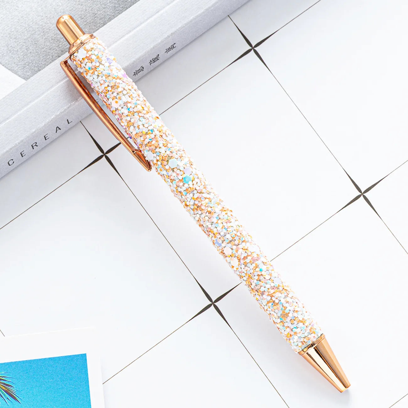 Lytwtw's Roller Ballpoint Pen Rhinestone Luxury Cute Wedding Rose Gold Metal Stationery School Office Supply Spinning