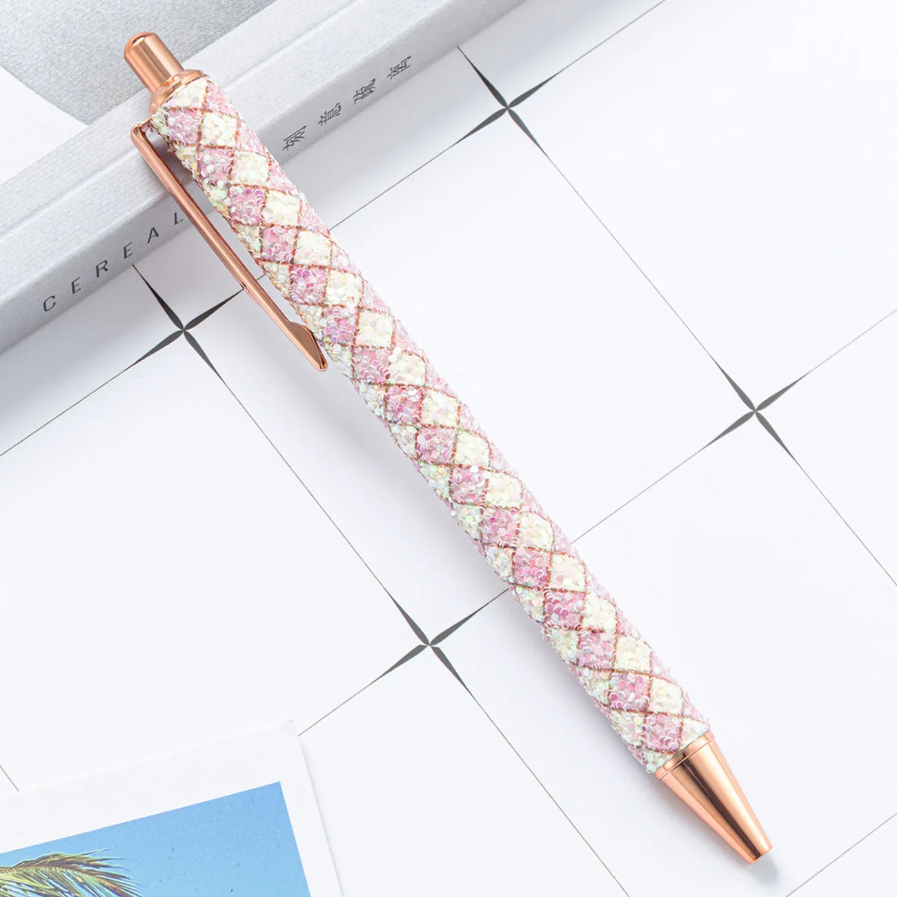 Lytwtw's Roller Ballpoint Pen Rhinestone Luxury Cute Wedding Rose Gold Metal Stationery School Office Supply Spinning