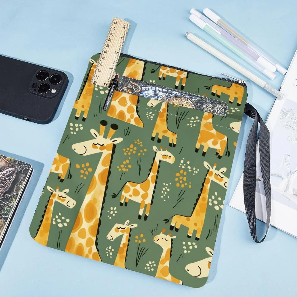 1pc Giraffe Book Sleeve Cartoon Animal Book Covers Book Protector for Paperbacks Washable Fabric Cloth Book Cover with Zipper