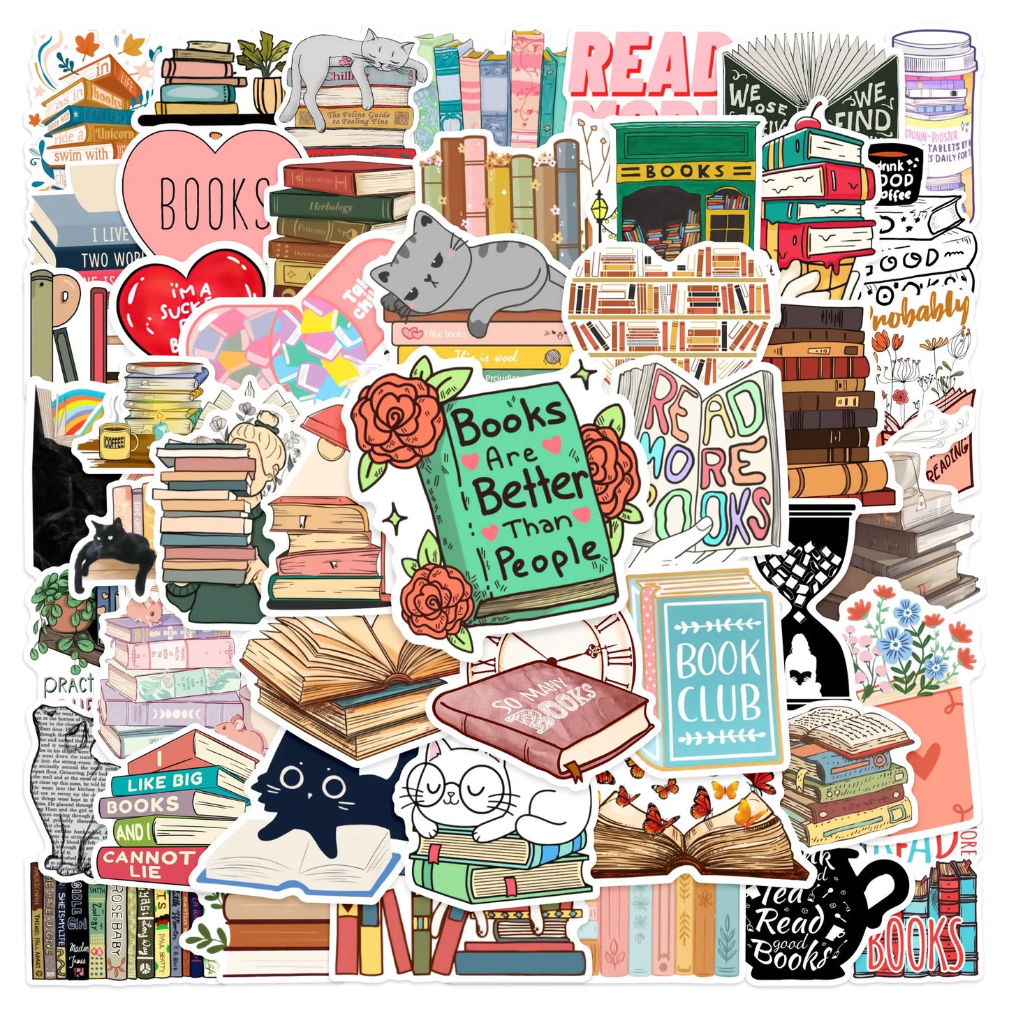 Cozy Cat Reader Sticker Pack - élise & madelyn