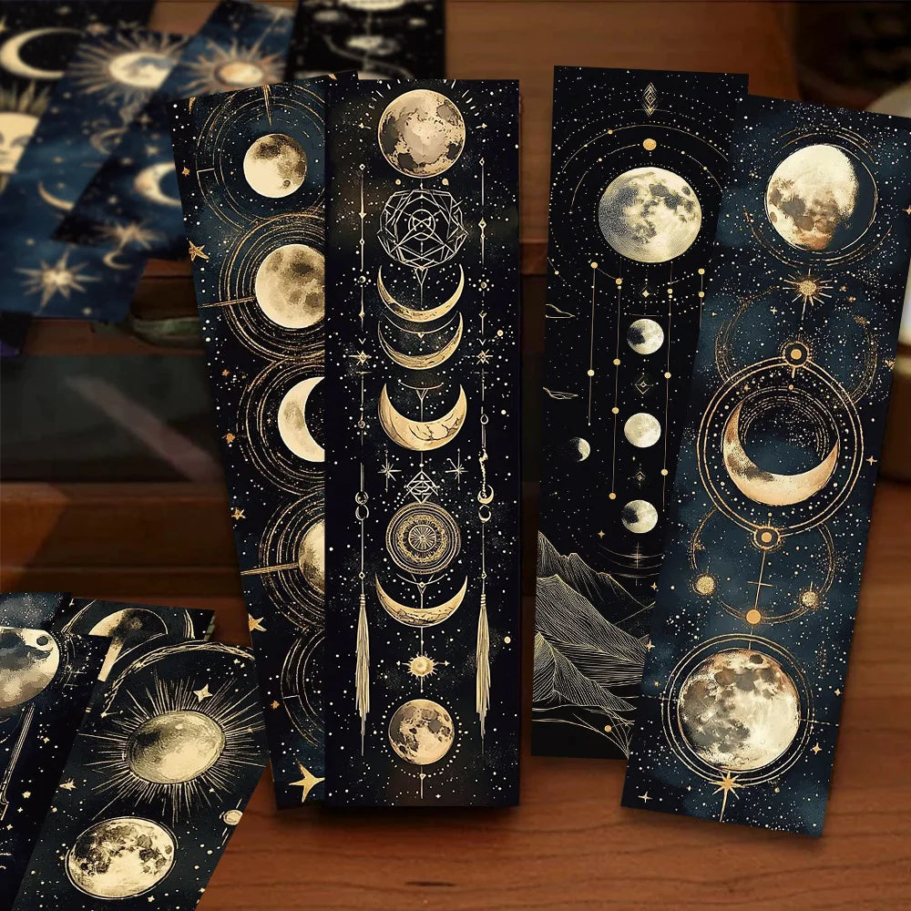 30Pcs Creative Mysterious Sun and Moon Bookmarks Advanced Student Supplies Book Pages Book Notes Reading Label Cards