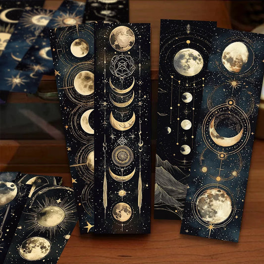 30Pcs Creative Mysterious Sun and Moon Bookmarks Advanced Student Supplies Book Pages Book Notes Reading Label Cards