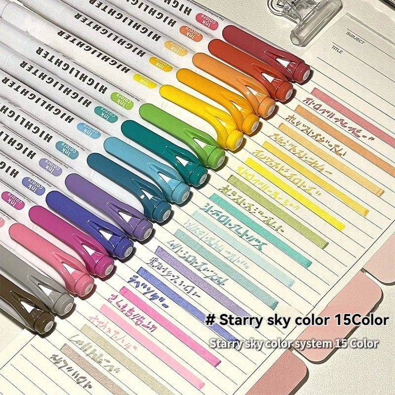 5/15PC Fluorescent Pen Set Student Marking Stroke Key Marking Pen High Beauty Color Handbook Pen Batch