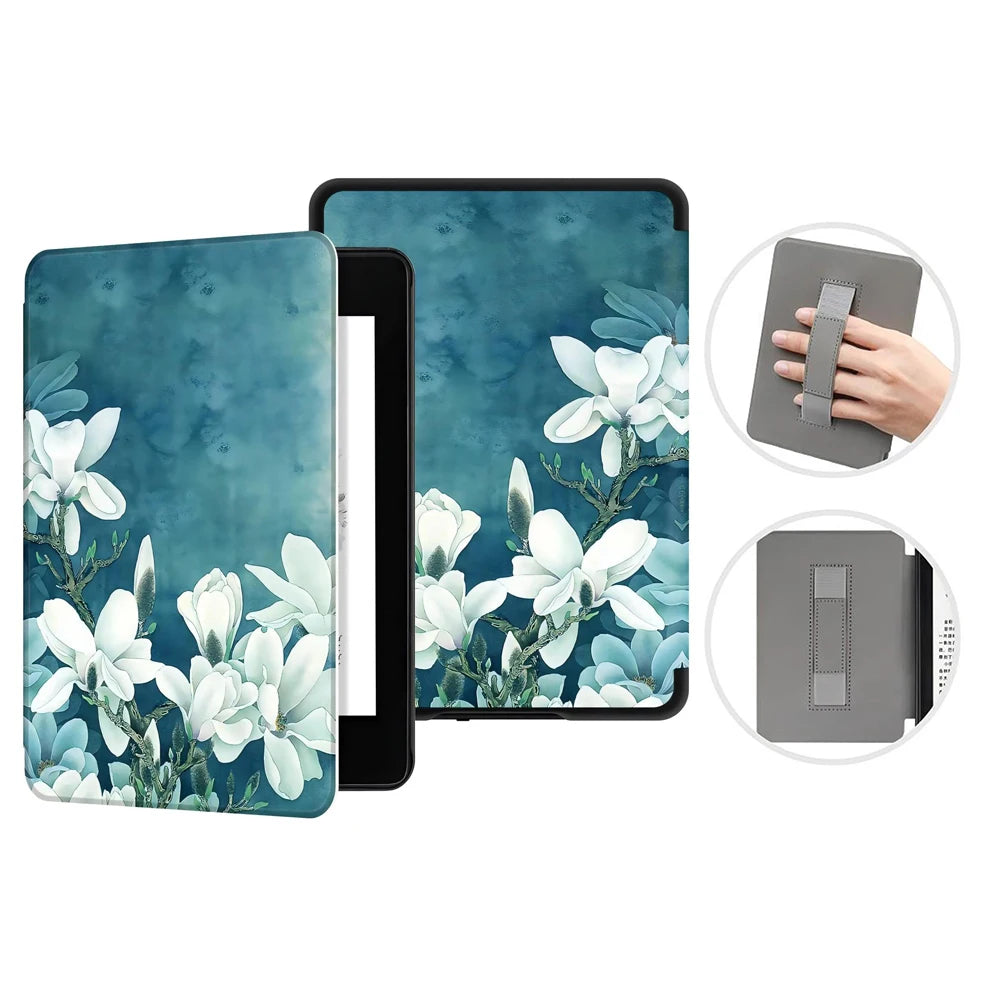 For Kindle Paperwhite 12th Generation Case 2024 Signature Edition 7 inch Leather Case with Hand Strap SA568B Auto Sleep Cover